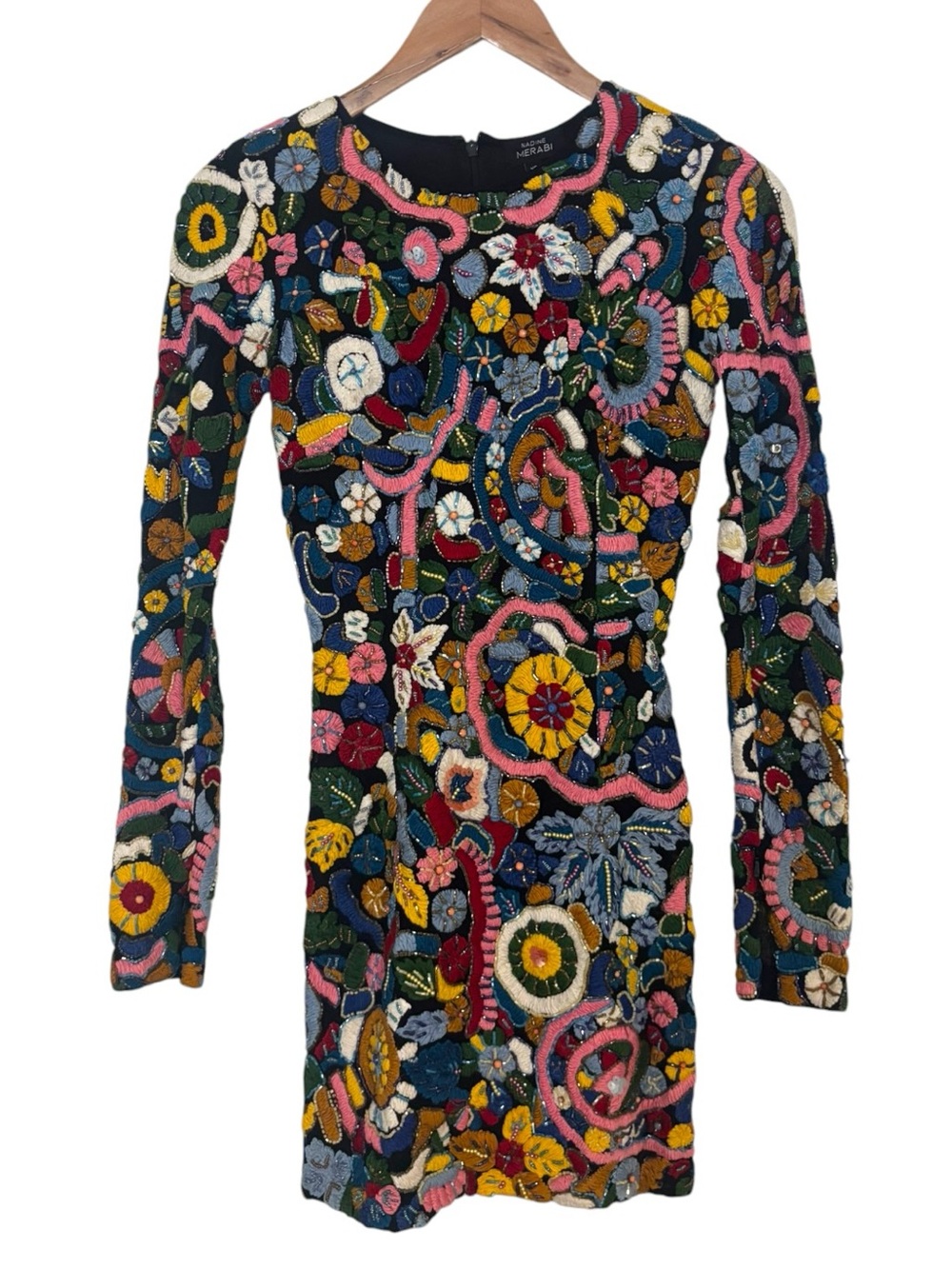 Nadine Merabi Emroidered Beaded Mini Dress - Picture 2 of 4